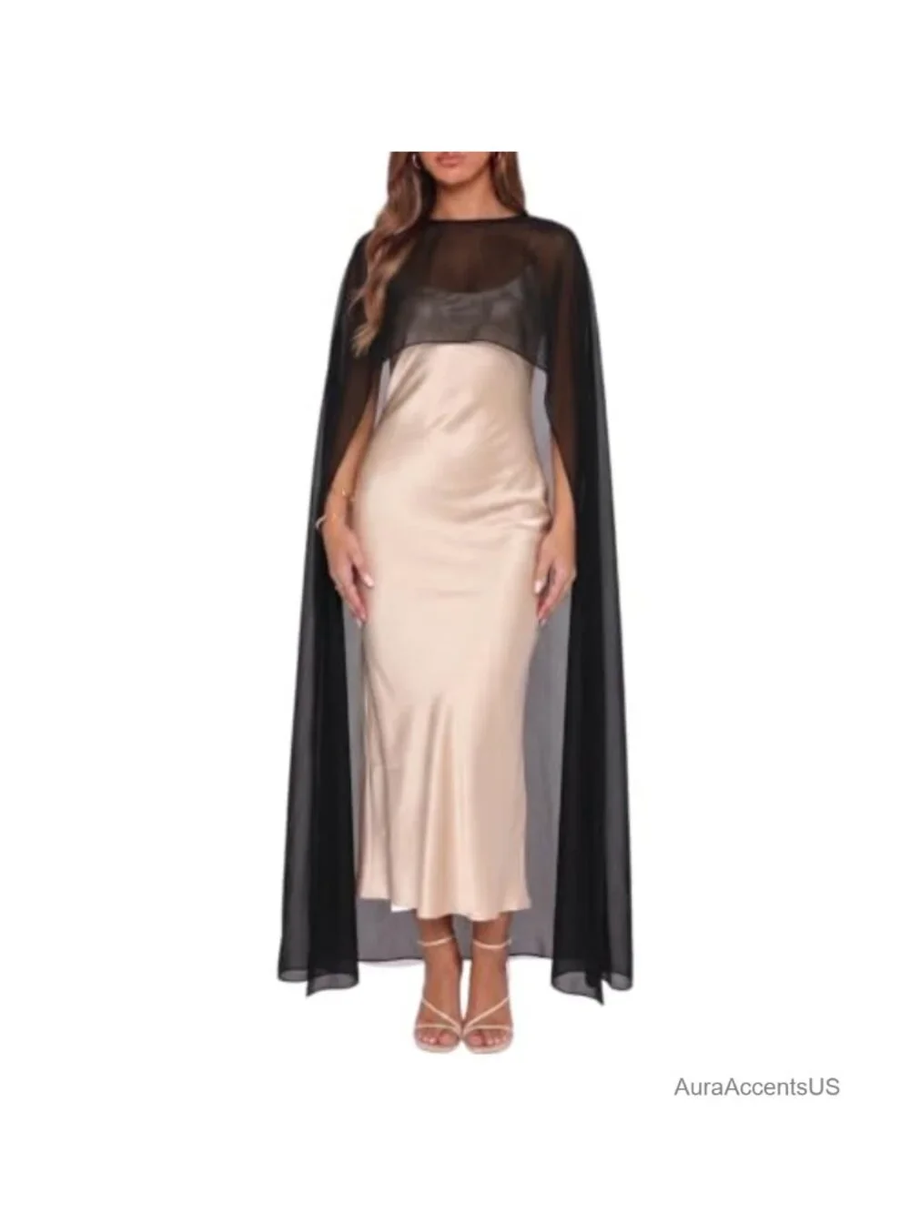 Sheer Chiffon Cape Shawl for Evening Dresses, Wedding Guest Capelet Formal